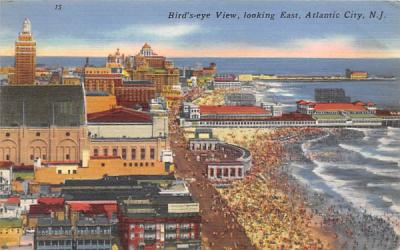 Bird's-eye View, looking East Atlantic City, New Jersey Postcard