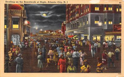 Strolling on the Boardwalk at Night Atlantic City, New Jersey Postcard