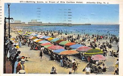 Bathing Scene, in Front of Ritz Carlton Hotel Atlantic City, New Jersey Postcard