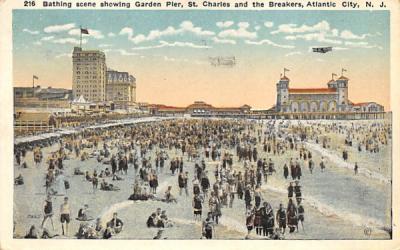 Bathing scene showing Garden Pier Atlantic City, New Jersey Postcard
