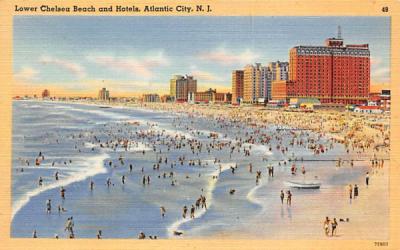 Lower Chelsea Beach and Hotels Atlantic City, New Jersey Postcard