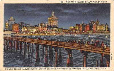 View from Million Dollar Pier, by Night Atlantic City, New Jersey Postcard