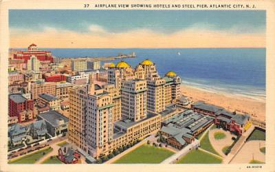 Airplane View Showing Hotels and Steel Pier Atlantic City, New Jersey Postcard