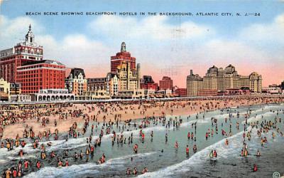 Beachfront Hotels in the Background Atlantic City, New Jersey Postcard