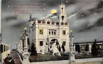 Young's Home Million Dollar Pier at Night Atlantic City, New Jersey Postcard