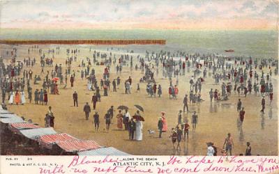 Along the Beach Atlantic City, New Jersey Postcard