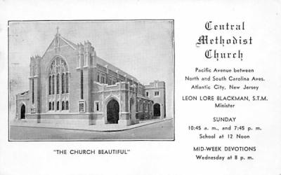 Central Methodist Church Atlantic City, New Jersey Postcard