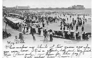 Beach from Young's Pier Atlantic City, New Jersey Postcard
