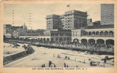Sun Baths and Boardwalk Atlantic City, New Jersey Postcard