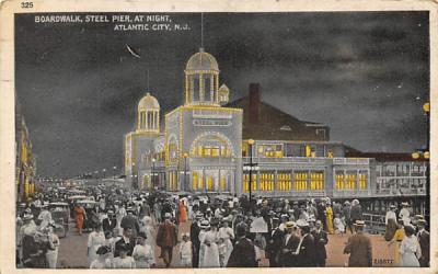 Boardwalk, Steel Pier, at Night Atlantic City, New Jersey Postcard