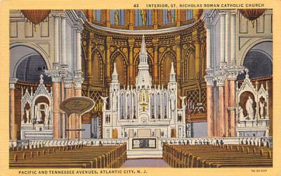 Interior, St. Nicholas Roman Catholic Church Atlantic City, New Jersey Postcard