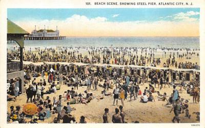 Beach Scene, Showing Steel Pier Atlantic City, New Jersey Postcard