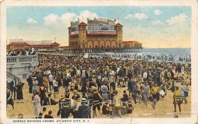 Sunday Bathing Crowd Atlantic City, New Jersey Postcard