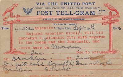 Post Tell-Gram Atlantic City, New Jersey Postcard