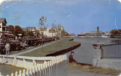 Looking toward the Boardwalk along Wesley Lake Asbury Park, New Jersey Postcard