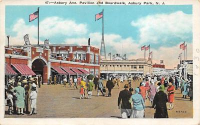 Asbury Ave. Pavilion and Boardwalk Asbury Park, New Jersey Postcard