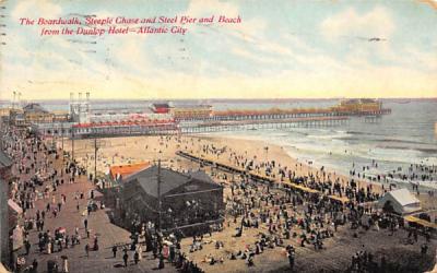 Boardwalk, Steeple Chase Atlantic City, New Jersey Postcard