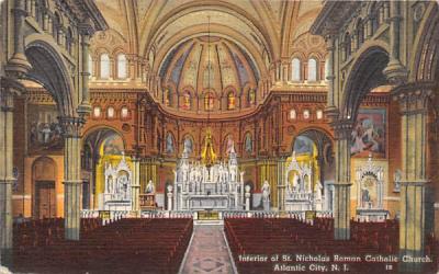 Interior of St. Nicholas Roman Catholic Church Atlantic City, New Jersey Postcard