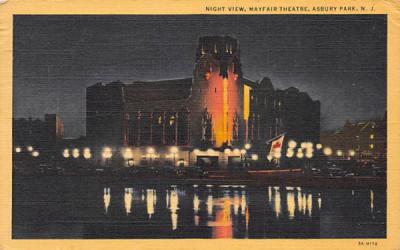 Night View, Mayfair Theatre Asbury Park, New Jersey Postcard