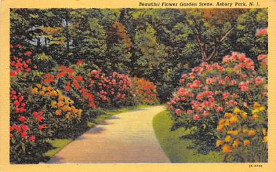 Beautiful Flower Garden Scene Asbury Park, New Jersey Postcard