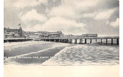 The Beach and Fishing Pier Asbury Park, New Jersey Postcard