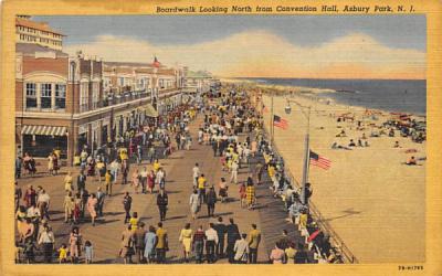 Boardwalk Looking North from Convention Hall Asbury Park, New Jersey Postcard