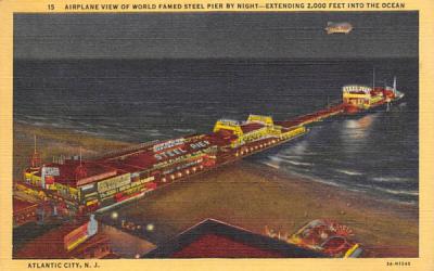 Airplane View of World Famed Steel Pier by Night Atlantic City, New Jersey Postcard
