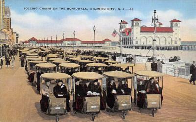 Rolling Chairs on the Boardwalk Atlantic City, New Jersey Postcard