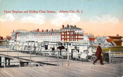 Hotel Brighton and Rolling Chair Station Atlantic City, New Jersey Postcard