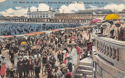 Bathig Beach & Steel Pier Atlantic City, New Jersey Postcard