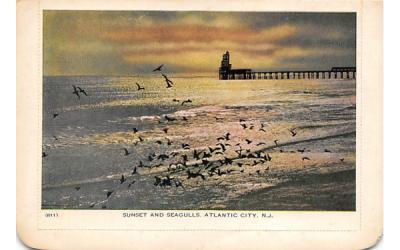 Sunset and Seagulls  Atlantic City, New Jersey Postcard