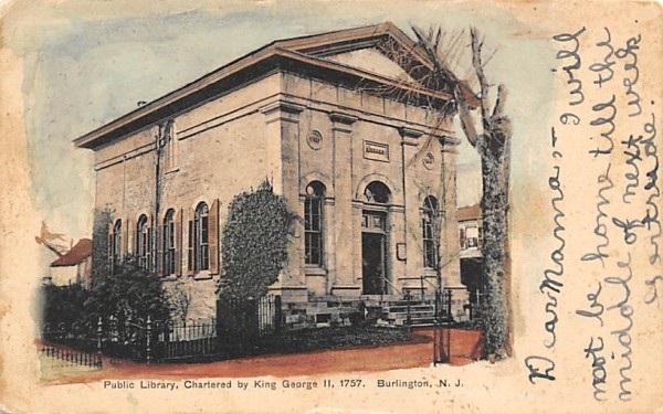 Public Library Burlington, New Jersey Postcard