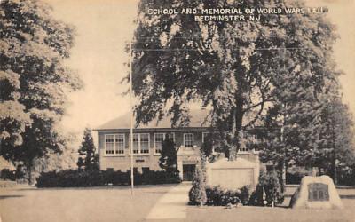 School and Memorial of World Wars I & II Bedminster, New Jersey Postcard