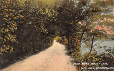Drive Along Sunset Lake, City Park Bridgeton, New Jersey Postcard