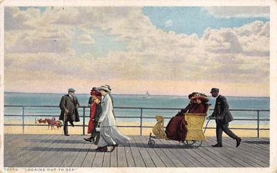 Looking Out to Sea Beach Scene, New Jersey Postcard