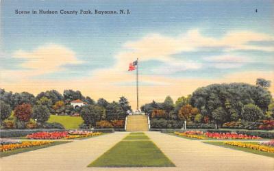 Scene in Hudson County Park Bayonne, New Jersey Postcard