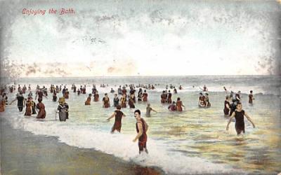 Enjoying the Bath Beach Scene, New Jersey Postcard