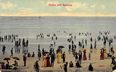 Ocean and Bathers Beach Scene, New Jersey Postcard