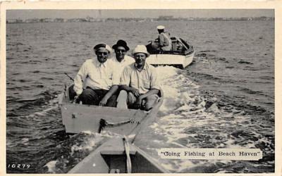 Going Fishing at Beach Haven New Jersey Postcard