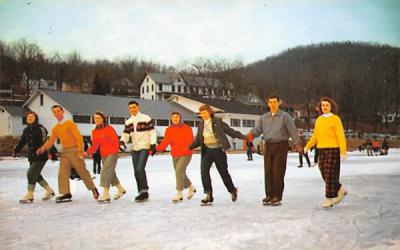 Ice Skating at Mountain Lake Belvidere, New Jersey Postcard