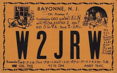 W2JRW Bayonne, New Jersey Postcard