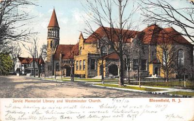 Jarvie Memorial Library and Westminster Church Bloomfield, New Jersey Postcard