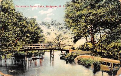 Entrance to Sunset Lake Bridgeton, New Jersey Postcard