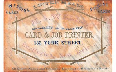 H. S. Wells Plain & Fancy, Card & Job Printer Burlington, New Jersey Postcard