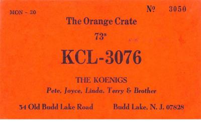 The Orange Crate 73s KCL - 3076 Budd Lake, New Jersey Postcard