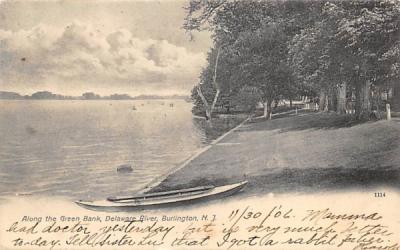 Along the Green Bank, Delaware River Burlington, New Jersey Postcard
