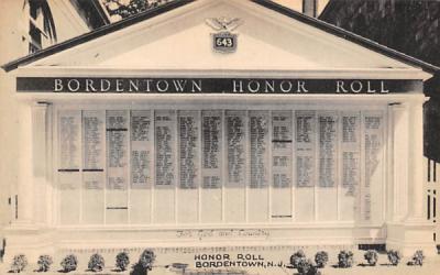 Honor Roll Bordentown, New Jersey Postcard