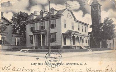 City Hall and Fire House Bridgeton, New Jersey Postcard