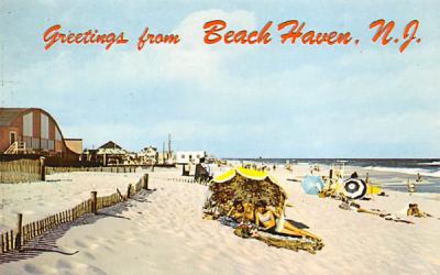 Relaxing on the beach  Beach Haven, New Jersey Postcard