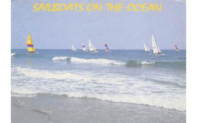 Sailboats on the Ocean  Beach Scene, New Jersey Postcard